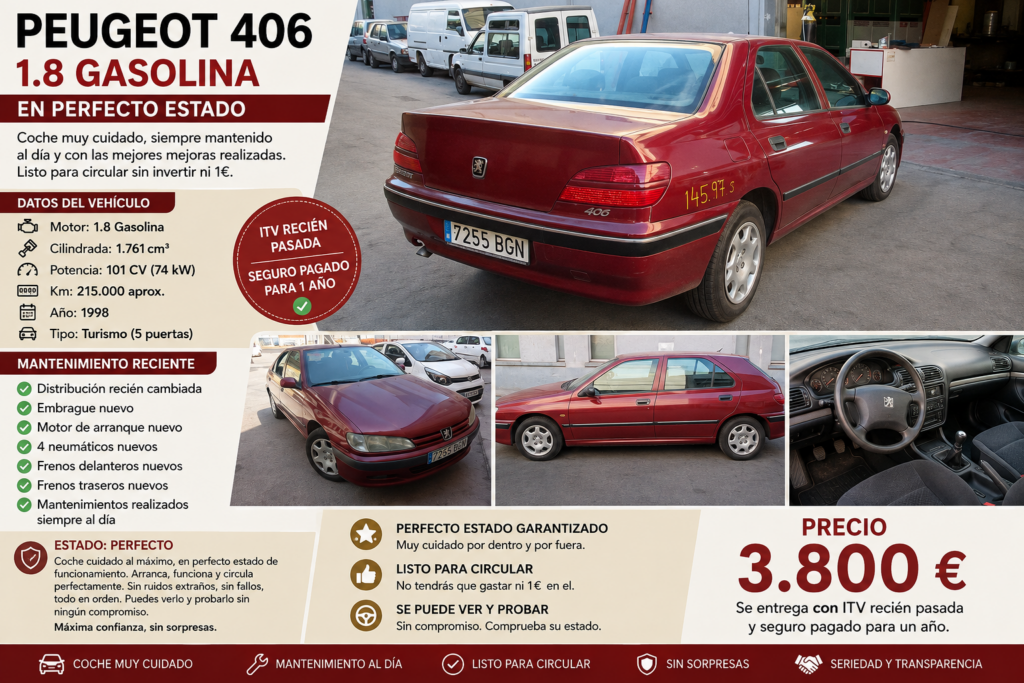 Peugeot 406 1.8 Gasolina Familiar 120 CV